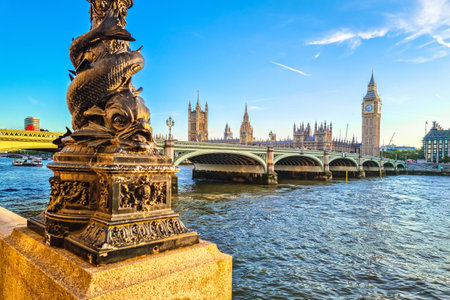 Palace of Westminster and Big Ben view from Thames river, capital of UK famous landmarkの写真素材