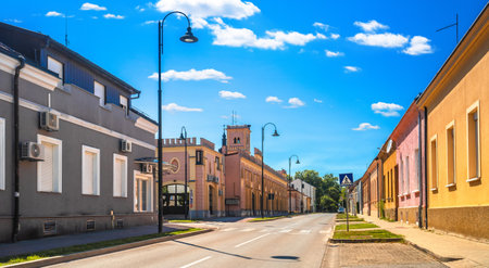 Koprivnica street view, town of bicycles in Podravina region of Croatiaの写真素材