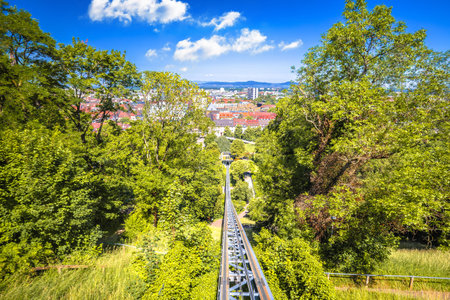 Freiburg im Breisgau Schlossbergbahn  funicular railway view, Baden Wurttemberg region of Germanyの写真素材
