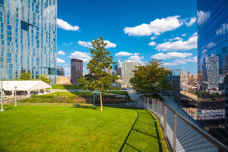City of Philadelphia Cira Green park and skyline view, state of Pennsylvania, USAの写真素材