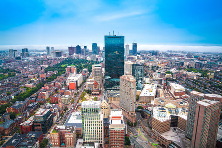 Boston, MA. Boston skyline panoramic view from above. Massachusetts state of USAの写真素材