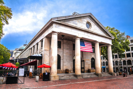 Boston, MA. Boston Market square and Faneuil Hall Marketplace view. Massachusetts state of USAの写真素材
