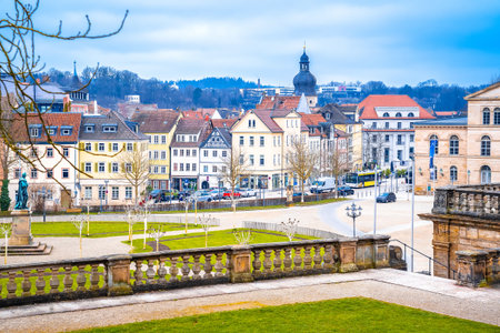 Historic Schlossplatz square in Coburg architecture view, Upper Franconia region of Bavaria,...