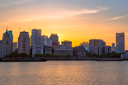 Sunset view over riverの写真素材