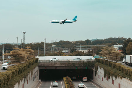 Aircraft landing at the airport