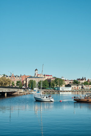 View of the old city of Vyborg, Russiaの写真素材