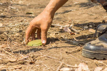 Soldiers are clearing minefield mines.の写真素材
