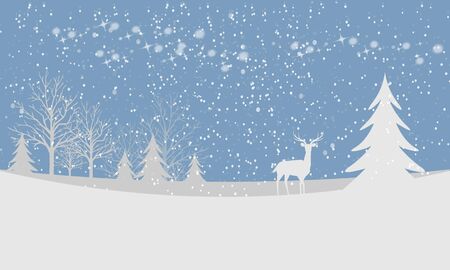 Night snow winter with reindeerのイラスト素材