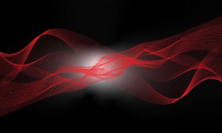 red wave form blend and hi-light with black backgroundのイラスト素材