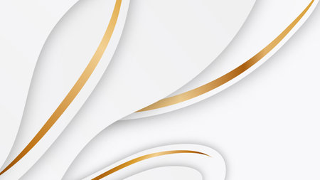 minimal landing page, white wave with gold line graphic background, elegant motion backdropのイラスト素材