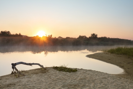 Morning mist on the river の写真素材