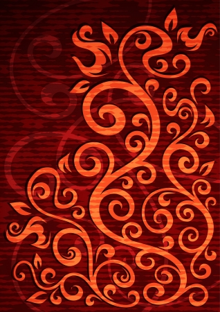 Abstract red grunge floral illustration.のイラスト素材