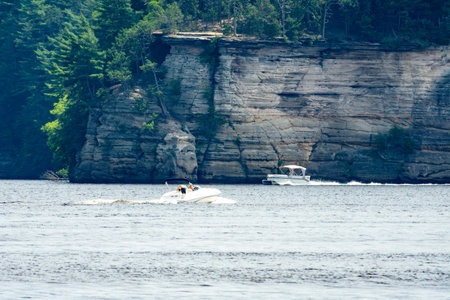 Bluffs of  Cambrian sandstone  along the Wisconsin River in the Wisconsin Dells.