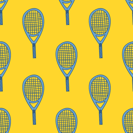 Seamless pattern with hand drawn tennis racket.のイラスト素材