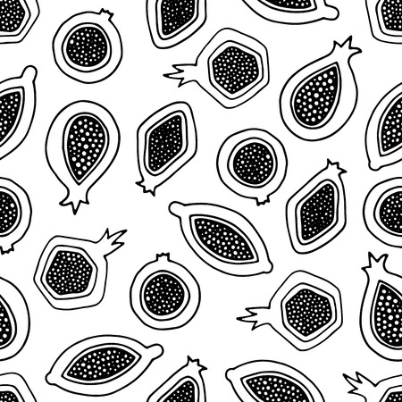 Abstract seamless pattern with exotic fruits. Endless background for textile, wallpaper or wrapping paper.のイラスト素材