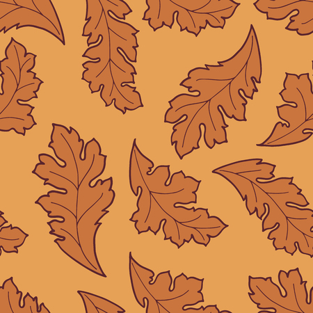 Seamless pattern with autumn leafs. Elegant background with brown leafs for textile, print or wallpaper.のイラスト素材