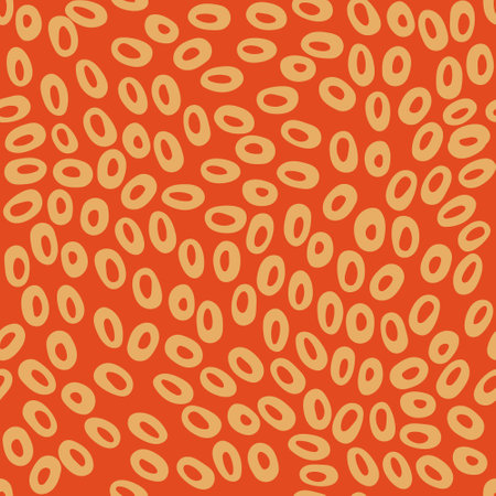 Orange Beans on Orange Background Seamless Pattern. Vector illustration, baked beans, abstract art, seamless repeating pattern, flowers, floral, seeds, petals, cutesy artのイラスト素材