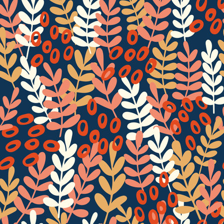 Orange Yellow Fall Pastel Wheat Leaves Pattern. Vector illustration Autumn seamless pattern textile flowers nature designのイラスト素材