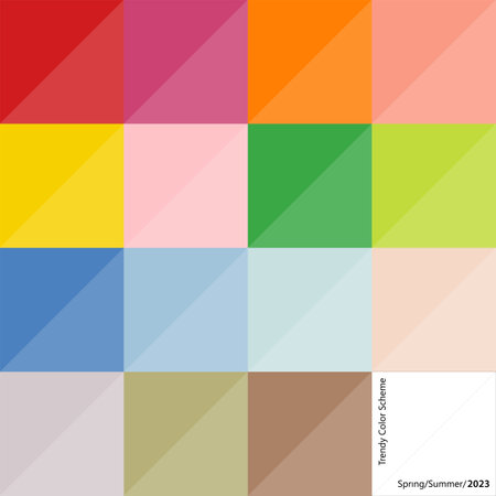 Fashion color design scheme for spring and summer season of 2023. Pattern 100 and 85 percent colorsのイラスト素材