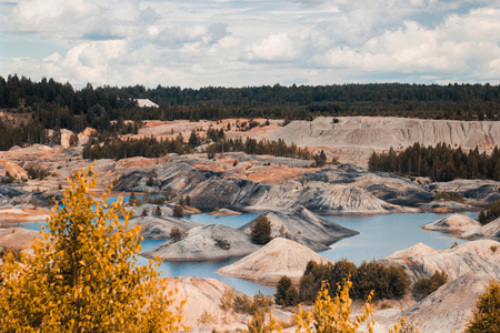 Landscape.Clay quarry for the extraction of clay. mountain of clay, cinder, coal
