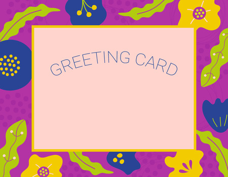 Simple floral greeting card with abstract hand drawn flowers. Vector illustration for textile, paper, design, prints, decor, art, fabric, gift wrap.のイラスト素材