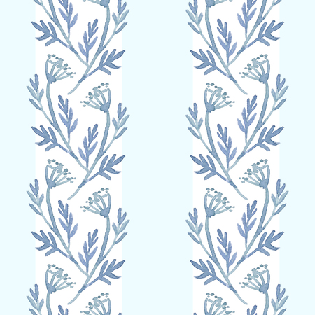 Watercolor floral seamless pattern of simple flower. Botanical illustration for your design.の写真素材