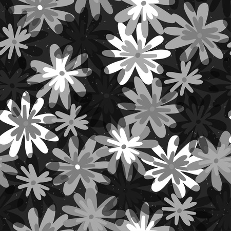 Seamless floral pattern with simple flower. Modern vector illustration. Abstract monochrome background for design, fabric and print.のイラスト素材