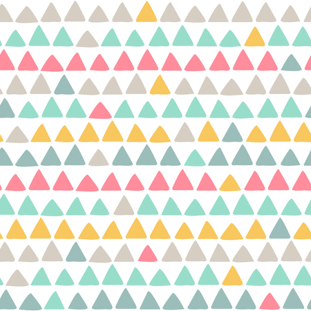 Seamless geometric pattern with hand drawn triangle. Simple vector illustration. Stylish abstract background. Baby colored ornament.のイラスト素材
