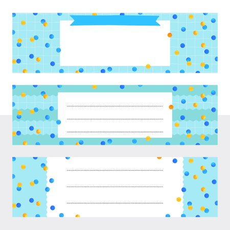 Printable bookmarks with gold and pink watercolor dots. Stylish template with place for notes for print, office, school. Vector illustrationのイラスト素材