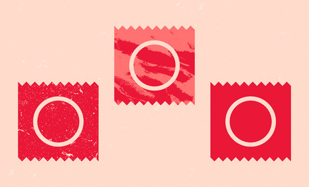 Set of condom icon in grunge texture.