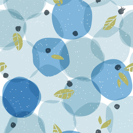 Creative seamless pattern with blue berry. Polka dot background in scandinavian style. Hand drawn vector illustration for print, design, fabric.のイラスト素材