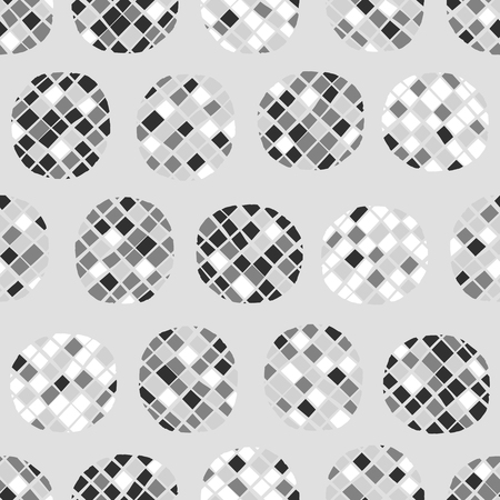 Geometric seamless pattern with polka dot background. Black and white hand drawn texture. Vector illustration for print, wrapping paper, design.のイラスト素材