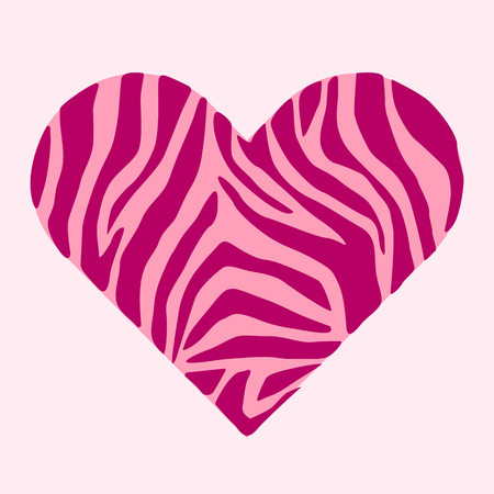 Zebra skin in shape of heart. Trendy animal print. Fashion vector illustration.のイラスト素材