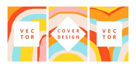 Set of modern design template with rainbow background in pastel colors. Simple creative background...