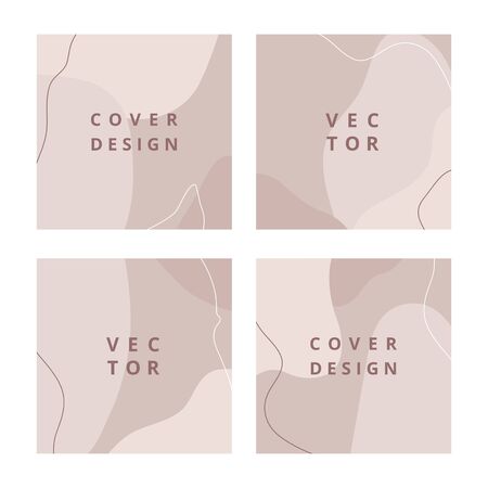 Set of square social media banner template with wave in pastel color. Modern editable template for social media post promotion. Trendy minimalist design. Sale banner background. Vector illustrationのイラスト素材