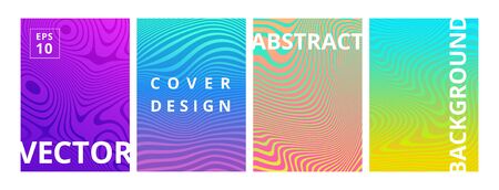 Set of modern abstract pattern background with line gradient texture. Minimal dynamic cover design for branding. Minimalistic hipster colored banners in bright colors. Vector illustrationのイラスト素材