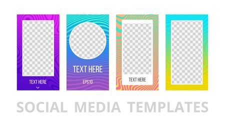 Set of   frame and post editable templates. Ð¡olorful gradient mockup for personal blog or shop, social media banner. Abstract design backgrounds. Vector illustrationのイラスト素材