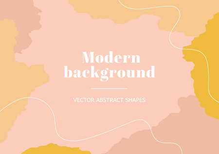Fashion stylish templates with organic abstract shapes and line in nude pastel colors. Neutral background in boho style. Contemporary vector Illustrationのイラスト素材