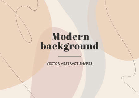 Fashion stylish templates with organic abstract shapes and line in nude pastel colors. Neutral...