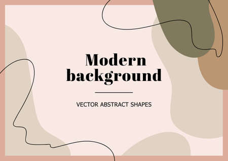 Fashion stylish templates with organic abstract shapes and line in nude pastel colors. Neutral...