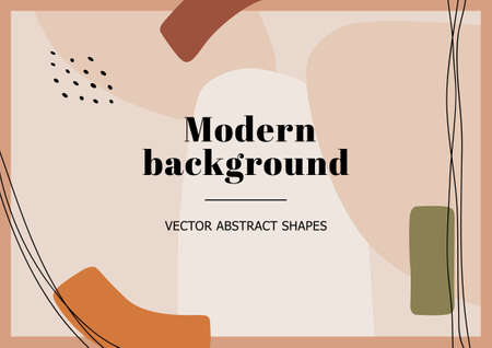 Fashion stylish templates with organic abstract shapes and line in nude pastel colors. Neutral...