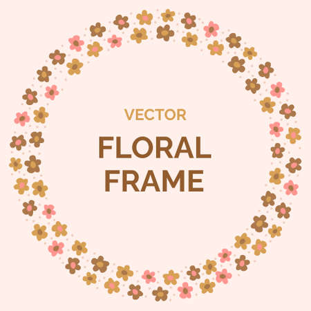 Modern frame flower in neutral colors. Minimalistic floral background. Vector illustrationのイラスト素材