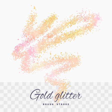 Pink and gold glitter watercolor brush strokeのイラスト素材