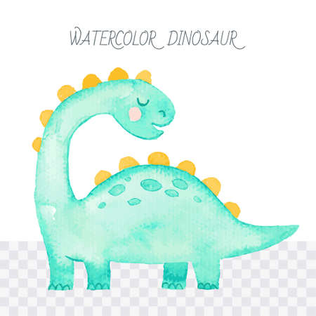 Hand painted watercolor cute cartoon dinosaurのイラスト素材