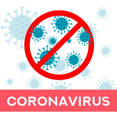 Stop Coronavirus Coronavirus Bacteria Cell Icon, 2019-nCoV Novel Coronavirus Bacteria. Pandemic Concepts Dangerous Coronavirus Cell. Background Social Media Web Bannerのイラスト素材