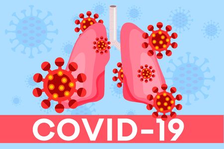 Stop coronavirus. Coronavirus infected human lungs. Danger of coronavirus and the risk to public health. Pandemic medical concept. Vector banner. The fight against coronavirus. Social mediaのイラスト素材