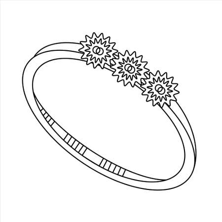 Jewelry Rings Fashion Black and White Outline Coloring page. Simple line art. Doodle Rings. Women accessories.のイラスト素材