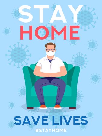 Stay Home Save Lives quarantine coronavirus illustration for social media, epidemic stay home save lives hashtag. Covid-19 Corona virus Web banner social mediaのイラスト素材