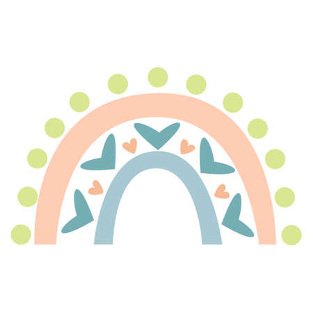 Cute vector pastel rainbow Boho Rainbow Element for Baby showerのイラスト素材