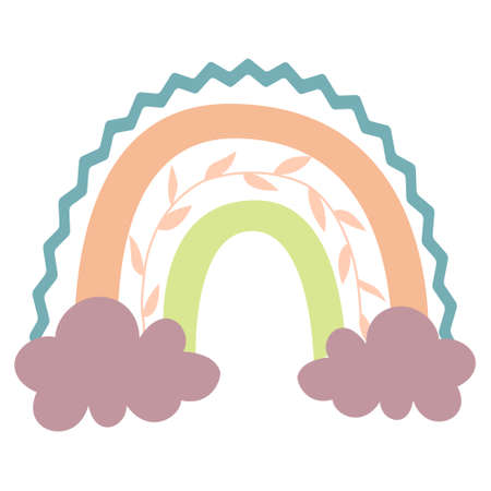 Cute vector pastel rainbow Boho Rainbow Element for Baby showerのイラスト素材